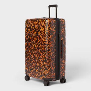 Large Checked Hardside Suitcase Tortoise Shell